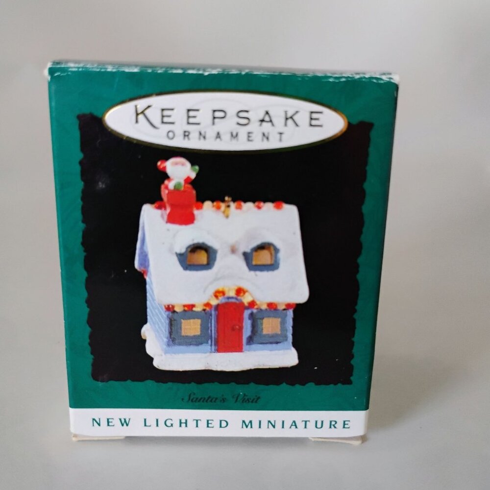 Vintage Hallmark Keepsake Santa's Visit Lighted Miniature 1995 Holiday Ornament